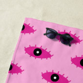 Serviette De Plage BOHO Evil Eyes manuscrit Nom rose (En situation)