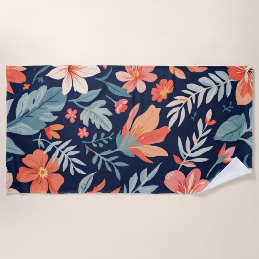 Serviette De Plage Boho Garden Whimsy - Floral Pattern Beach Towne (Devant)