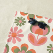 Serviette De Plage Boho Hippie Retro les années 70 Fleur Motif rose v (En situation)