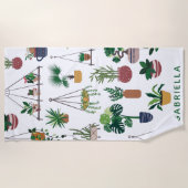 Serviette De Plage Boho Plante Lady Illustration Art Personnalisé (Devant)