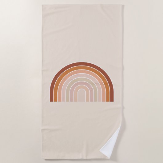 Serviette De Plage Boho Rainbow Beige Terracotta (Devant)