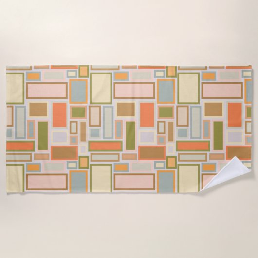 Serviette De Plage Boho Rectangles (Devant)