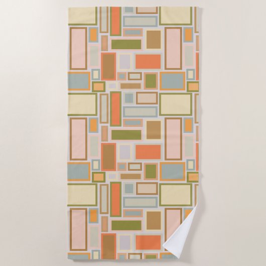 Serviette De Plage Boho Rectangles (Devant)