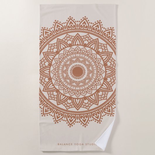 Serviette De Plage Boho Terracotta Mandala Nom personnalisé (Devant)