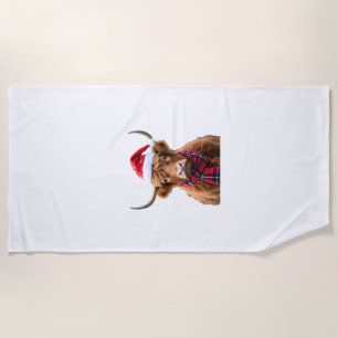 Serviette De Plage Boho Xmas Noël Vache des Highlands T-Shirt (2)