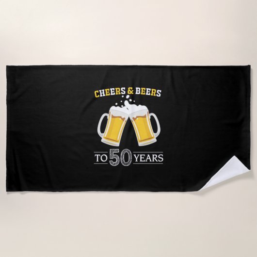Serviette De Plage Boire de bière Cheers et bières à 50 ans Anniversa (Devant)