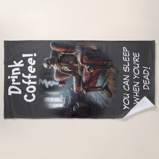 Serviette De Plage Boire du café (Devant)