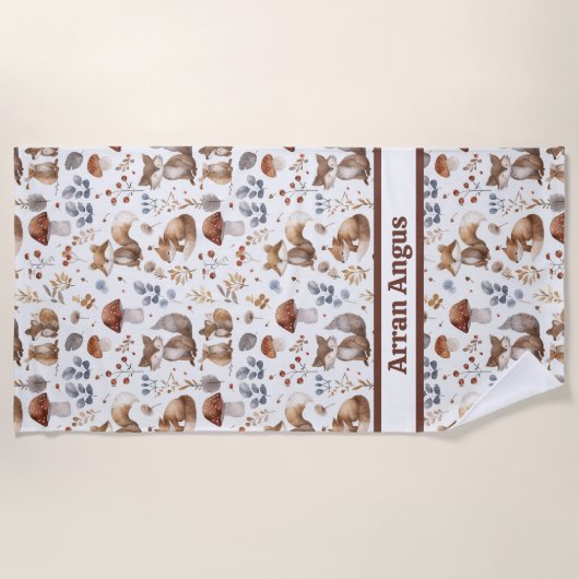 Serviette De Plage Bois Animaux Couleurs Garçons (Devant)