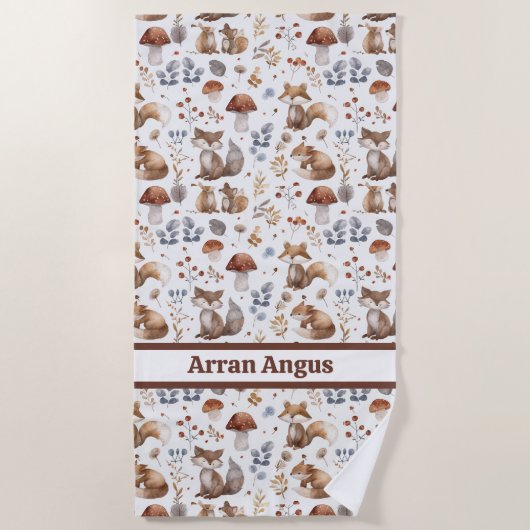 Serviette De Plage Bois Animaux Couleurs Garçons (Devant)