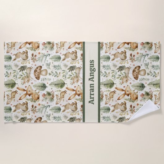 Serviette De Plage Bois Animaux Couleurs Garçons (Devant)