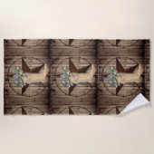Serviette De Plage bois de grange rustique fleur sauvage étoile weste (Devant)