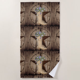 Serviette De Plage bois de grange rustique fleur sauvage étoile weste