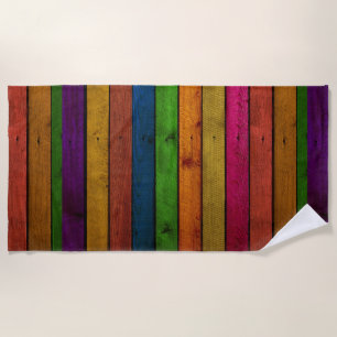 Serviette De Plage Bois peint coloré rustique rayé