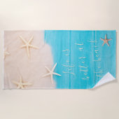 Serviette De Plage Bois turquoise personnalisé avec Starfish Été (Devant)