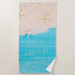 Serviette De Plage Bois turquoise personnalisé avec Starfish Été