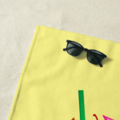 Serviette De Plage Boisson tropicale cocktail jaune bleu rose été (En situation)