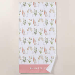 Serviette De Plage Boissons modernes girly rose fête de bachelorette 