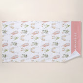 Serviette De Plage Boissons roses ceintures modernes plage de fête  (Devant)