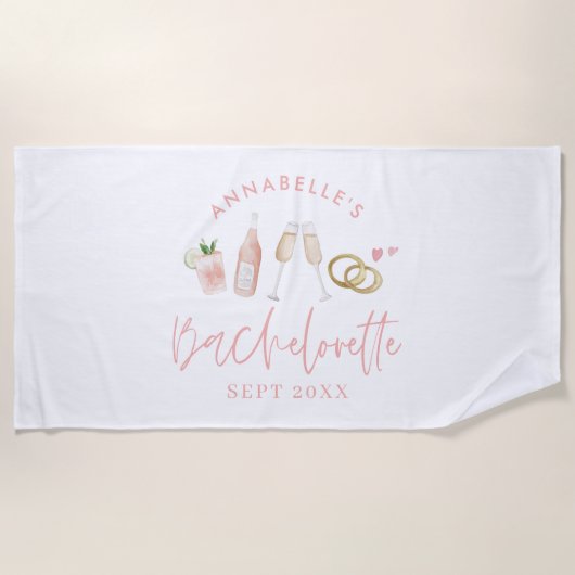 Serviette De Plage Boissons roses ceintures modernes week-end de bach (Devant)