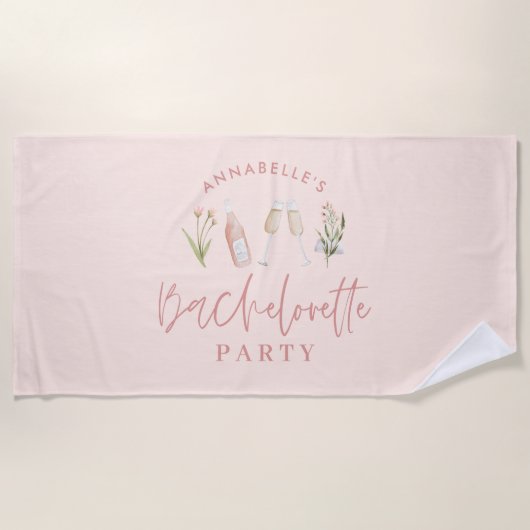 Serviette De Plage Boissons roses modernes plage de bachelorette  (Devant)