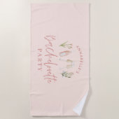 Serviette De Plage Boissons roses modernes plage de bachelorette  (Devant)