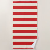 Serviette De Plage Boîte Postale Crème Tofu Bandes Rouges (Devant)