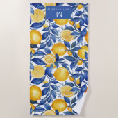 Serviette De Plage Bold Blue Italian Positano Lemon (Devant)