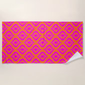 Serviette De Plage Bold Orange Hot Pink Summer Ikat Ogee Art Pattern (Devant)