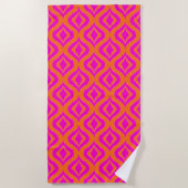 Serviette De Plage Bold Orange Hot Pink Summer Ikat Ogee Art Pattern (Devant)
