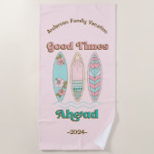 Serviette De Plage Bon Temps Avant Surfboard Famille Plage Vacances (Devant)