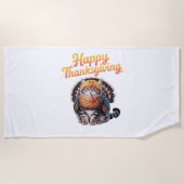 Serviette De Plage Bon thanksgiving Chat Turquie Fête Automne Classiq (Devant)
