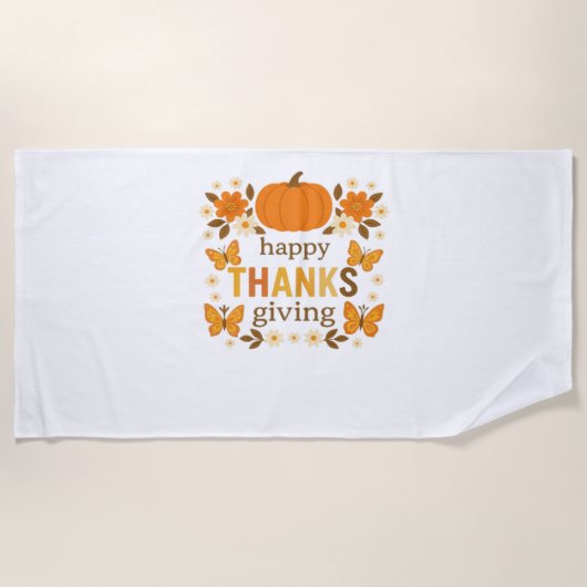 Serviette De Plage Bon thanksgiving Floral Citrouille classique T-shi (Devant)