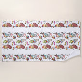 Serviette De Plage Bonbons caricaturaux stylisés en blanc coloré  (Devant)
