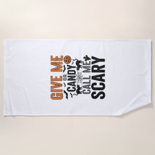 Serviette De Plage Bonbons d'Halloween ou Appelez-moi Épouvantable Gr