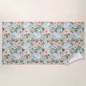 Serviette De Plage Bonbons Roses et Cygnes roses (Devant)