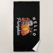 Serviette De Plage Bonjour Citrouille - Jolie Automne Sloth Feuilles  (Devant)
