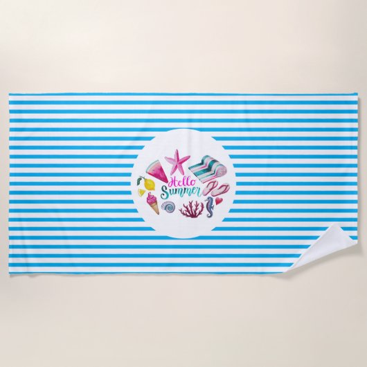 Serviette De Plage Bonjour été (Devant)