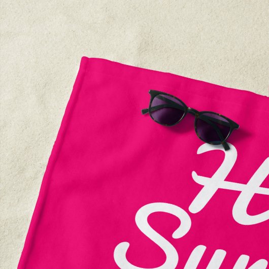 Serviette De Plage Bonjour été mignon popsicle glace crème rose perso (En situation)