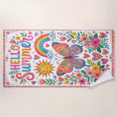 Serviette De Plage Bonjour floral boho d'été (Devant)