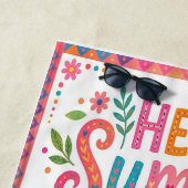 Serviette De Plage Bonjour floral boho d'été (En situation)