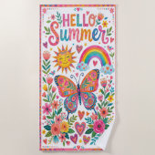 Serviette De Plage Bonjour floral boho d'été (Devant)