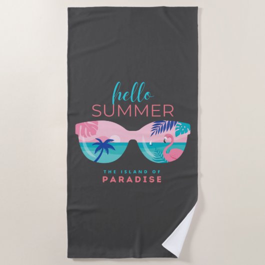 Serviette De Plage Bonjour le paradis d'été (Devant)