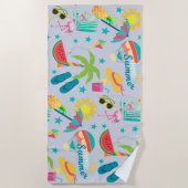 Serviette De Plage Bonjour Motif de plaisir d'été (Devant)