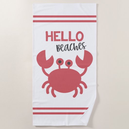 Serviette De Plage Bonjour Plages - Drôle Citation Cute Crab Cartogra (Devant)