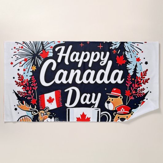 Serviette De Plage Bonne fête du Canada (Devant)