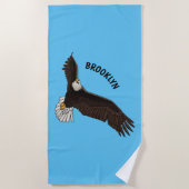 Serviette De Plage Bonne illustration de dessin d'aigle à chauve-sour (Devant)