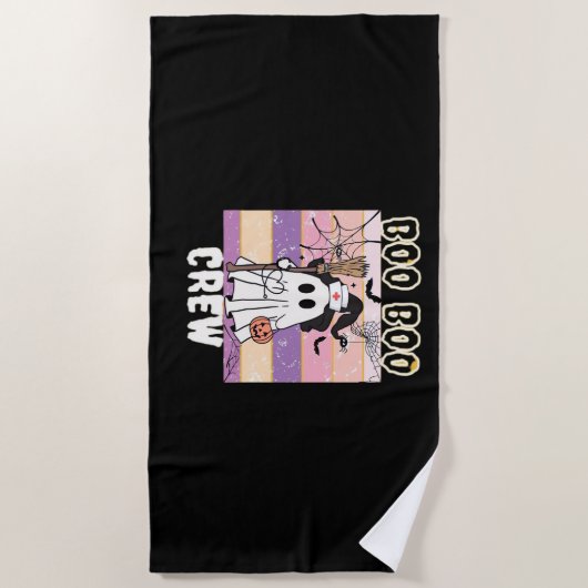 Serviette De Plage Boo Boo Crew Halloween Ghost Nurse Essential T-Shi (Devant)