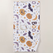 Serviette De Plage Boo Halloween Beach Towel – Cute Ghost & Pumpkin (Devant)