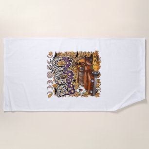 Serviette De Plage Boo Halloween Camion Vintage Fantôme Citrouilles L