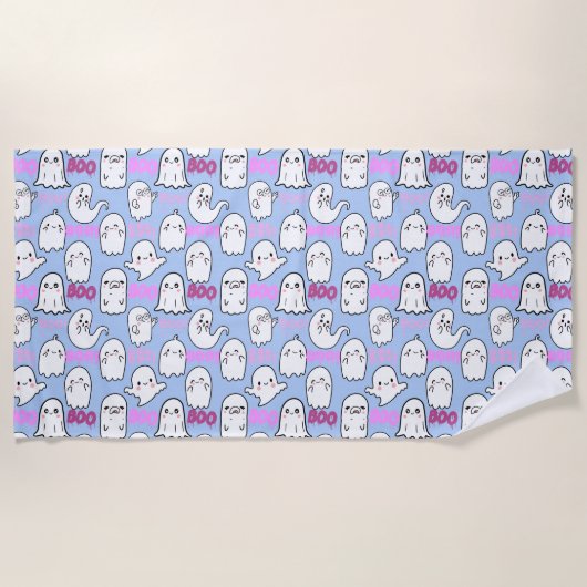 Serviette De Plage Boo, sensation fantomatique.b L Bleu BG (Devant)